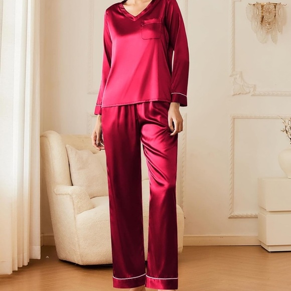 Ekouaer Satin Pajamas Set PJ Sleepwear Silky - Picture 2 of 5